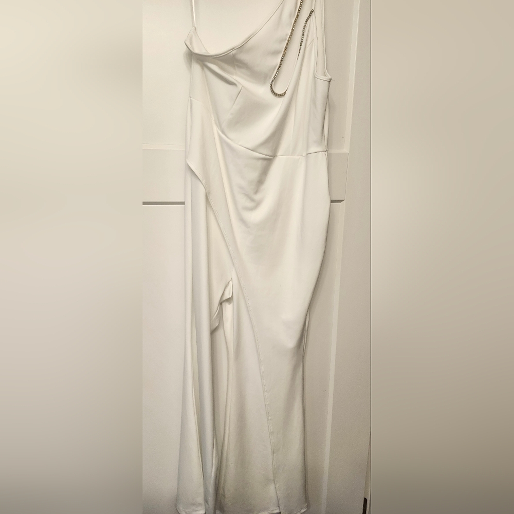 Elegant White Draped Dress